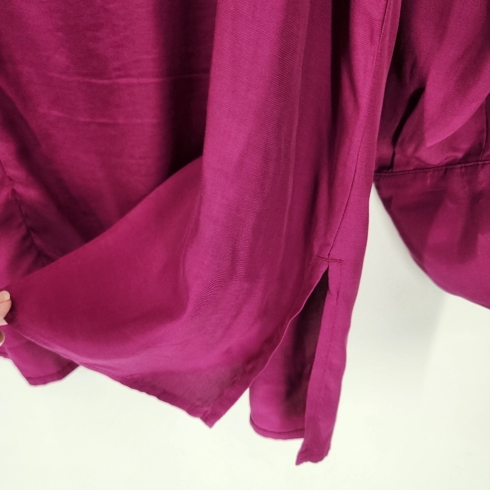 J Jill Smocked Split Neck Tunic Top Womens Large Pink Workwear Office - Picture 4 of 15